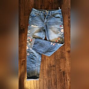 OOAK bespoke embroidered jeans, size Euro38
